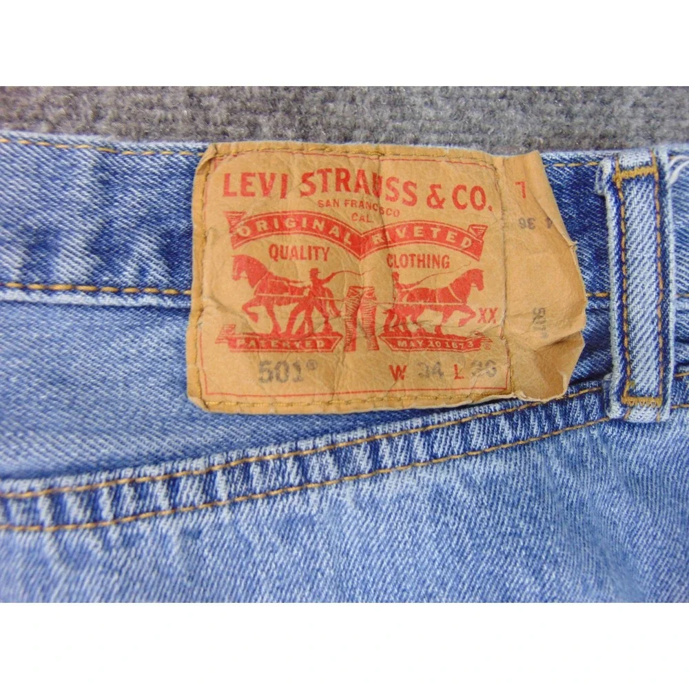 Levi's 501 Jeans Mens 34x36 Original Straight Blue Solid Button Fly Americana